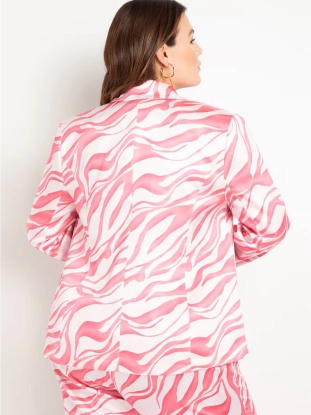 Eloquii Pink Tiger Crush Satin Blazer Pants Suit Set - 18 - EUC - DRY CLEANED - Picture 4 of 9